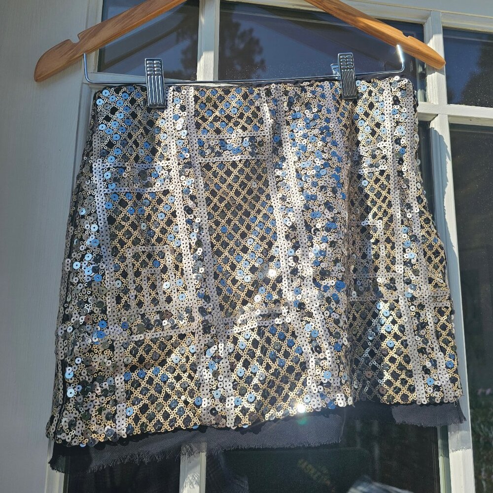 Shimmery sequin pattern mini skirt